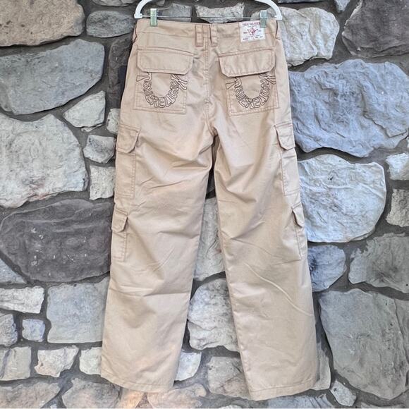 NEW Size 29 Womens True Religion Warped Horseshoe Single Needle Khaki Cargo Pant - Picture 5 of 9